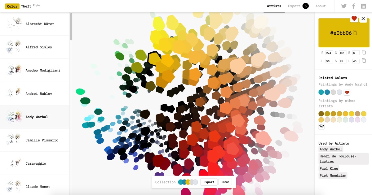 Screenshot of the Color Theft data visualization